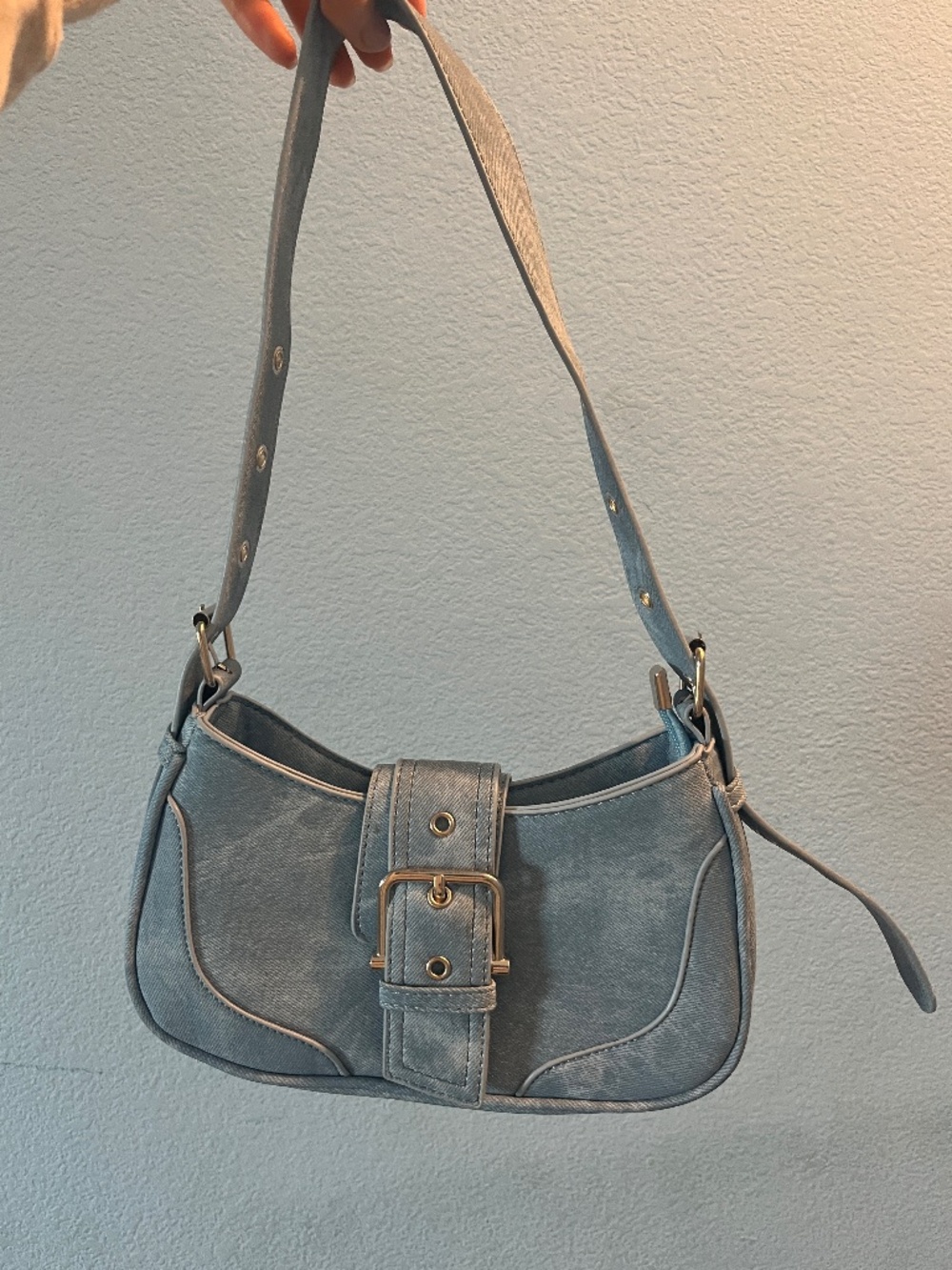 Blue buckle purse